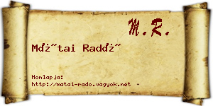 Mátai Radó névjegykártya